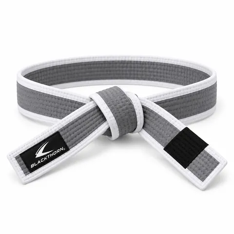 Kids Grey/White BJJ Belt — custom fightwear by Blackthorn World