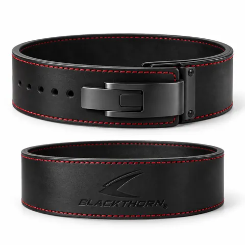Black Leather Lever Powerlifting Belt — custom fightwear by Blackthorn World