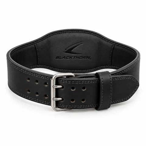 Black Leather 6" Training Belt — custom fightwear by Blackthorn World