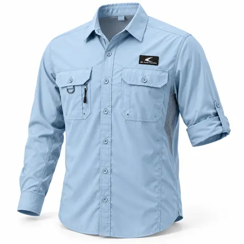 Light Blue Vented UPF 50+ Fishing Shirt — Fishing apparel by Blackthorn World