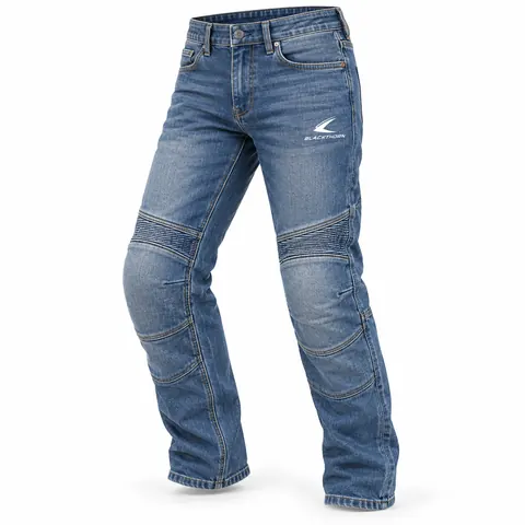 Light Wash Relaxed Motorcycle Jeans — Motorcycle jeans by Blackthorn World