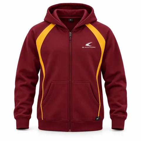 Maroon & Gold Full-Zip School Hoodie — custom schoolwear by Blackthorn World