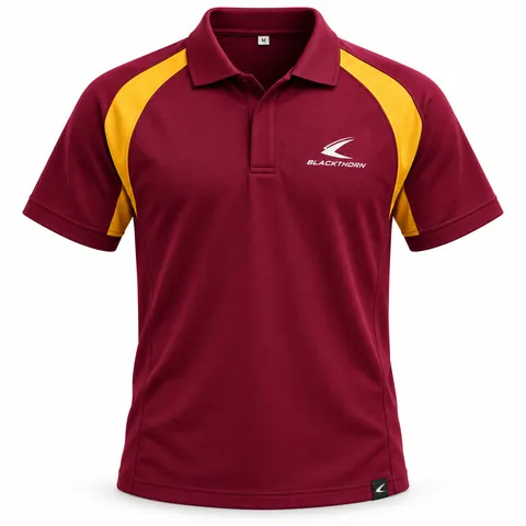 Maroon & Gold Panel School Sports Polo — custom schoolwear by Blackthorn World