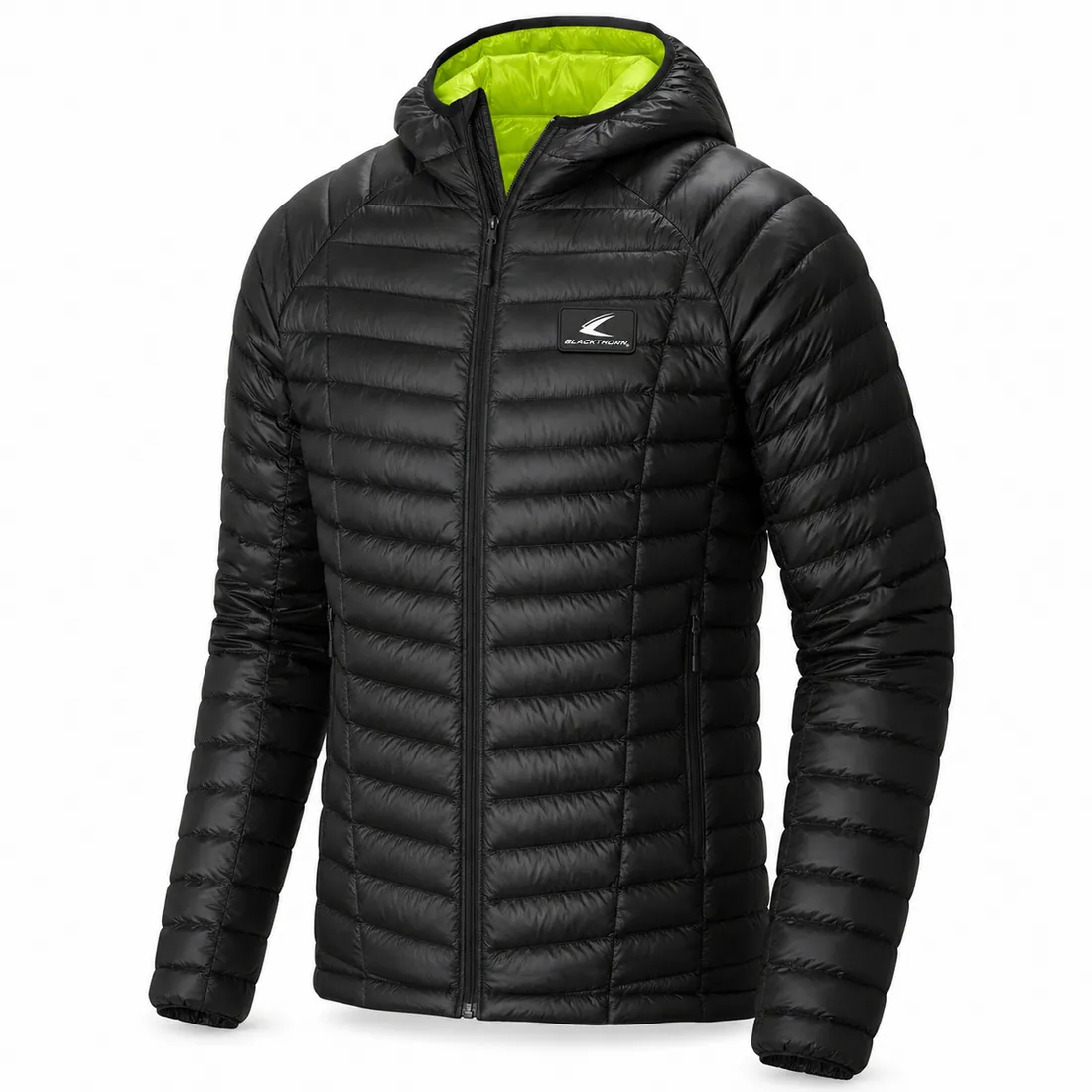 Micro-Baffle Packable Down Hooded Jacket — custom outerwear made to order by Blackthorn World