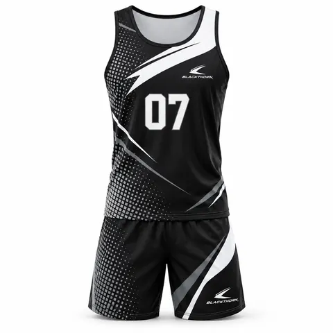 Monochrome Grid Beach Volleyball Set — Teamwear · Volleyball uniforms by Blackthorn World