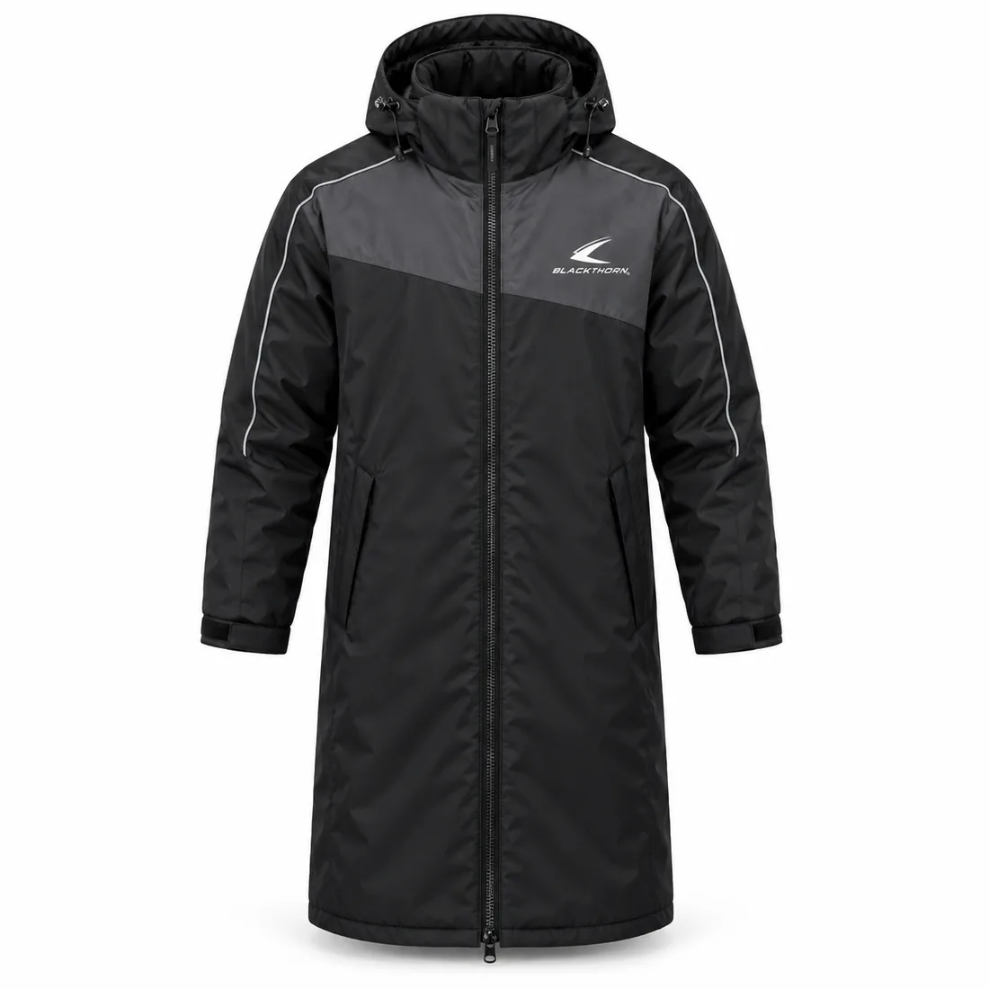 Black Charcoal Waterproof Stadium Jacket front, waterproof stadium jacket OEM