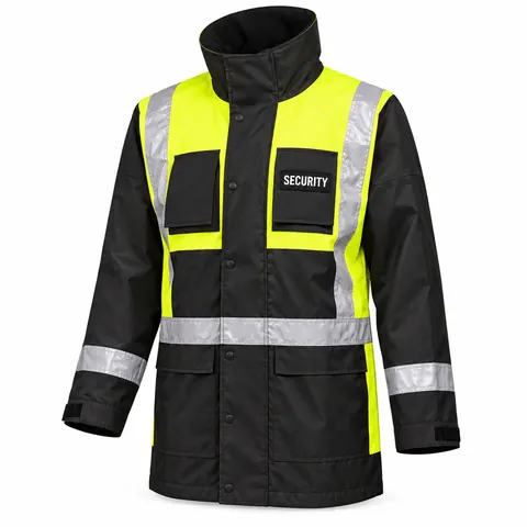 Black & Yellow Door Supervisor Rain Jacket — wholesale security rain jacket by Blackthorn World