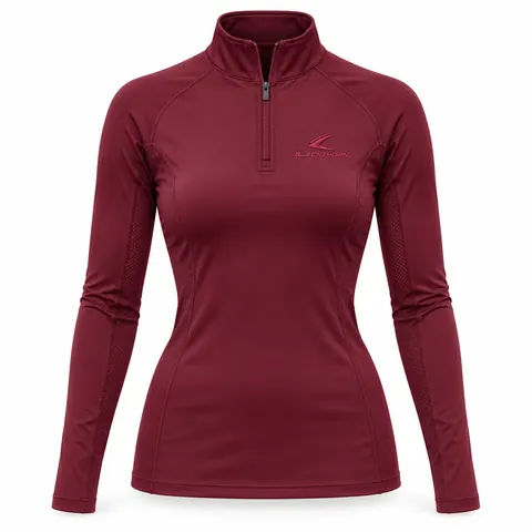 Burgundy Quarter Zip Riding Base Layer front, custom equestrian base layer manufacturer