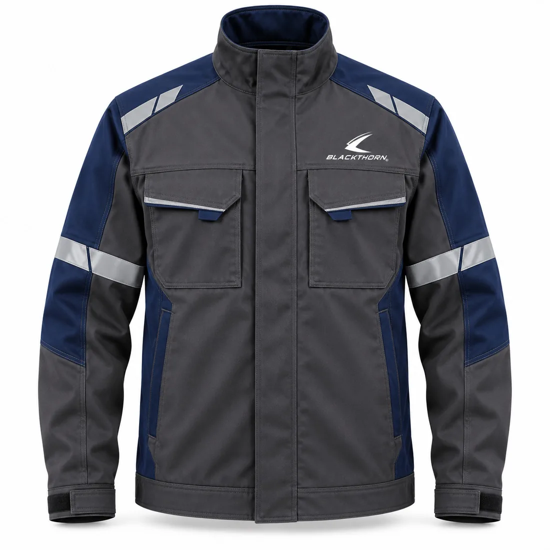 Charcoal Navy Two-Tone Work Jacket front, custom work jacket manufacturer