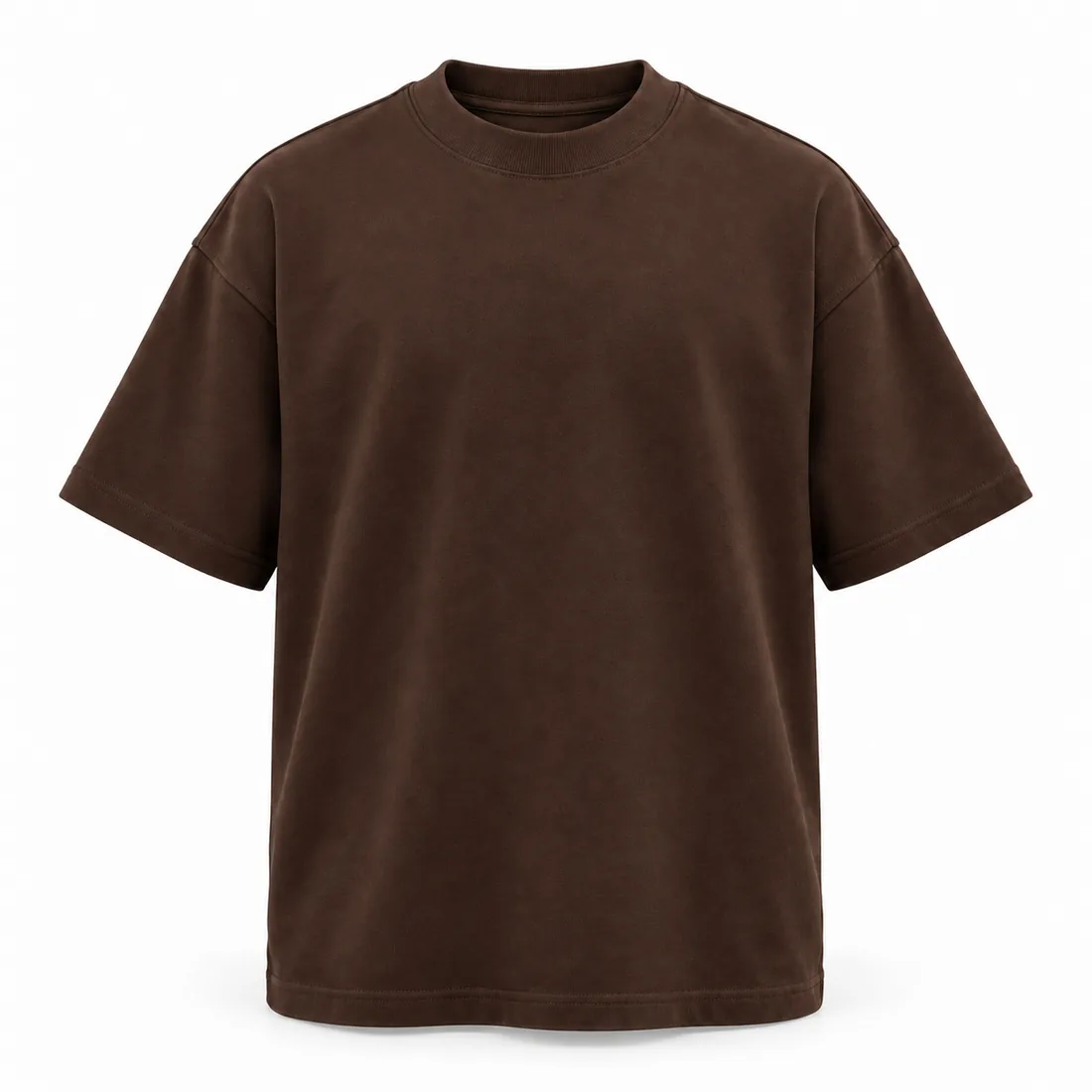 Chocolate 300gsm Boxy Blank Tee front, heavyweight blank t-shirt manufacturer