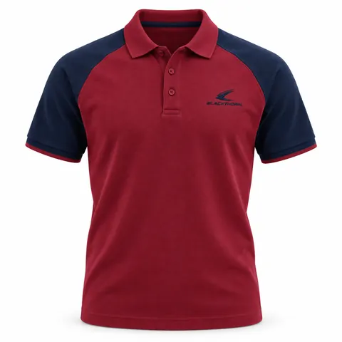 Claret Navy Raglan Pique Polo front, raglan polo shirt OEM manufacturer
