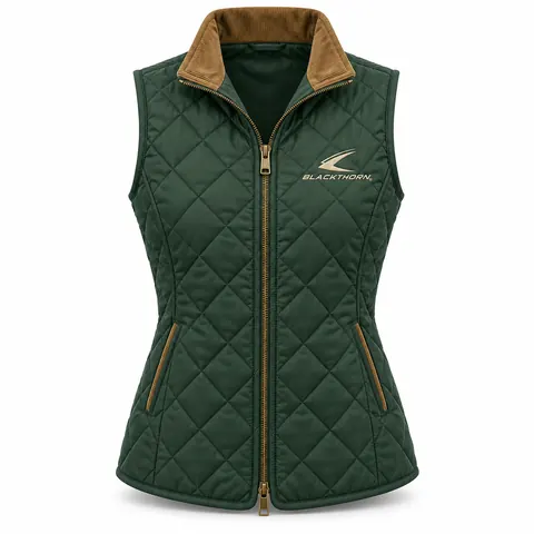 Forest Diamond Quilted Riding Gilet front, quilted riding gilet wholesale