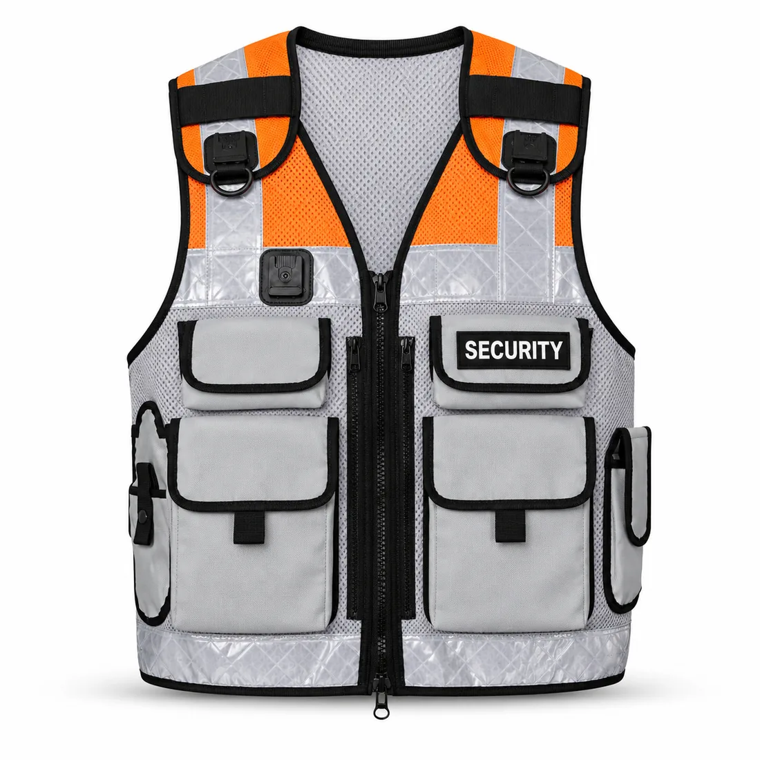 Grey Orange Retail Loss Prevention Vest front, loss prevention vest OEM supplier
