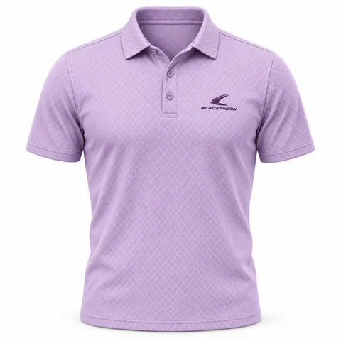 Lilac Diamond Jacquard Golf Polo front view, private label golf polo shirts