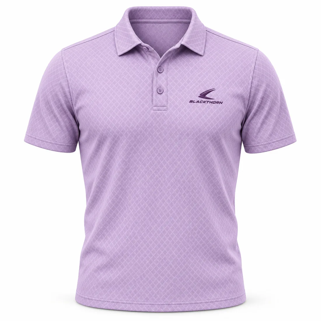 Lilac Diamond Jacquard Golf Polo front view, private label golf polo shirts