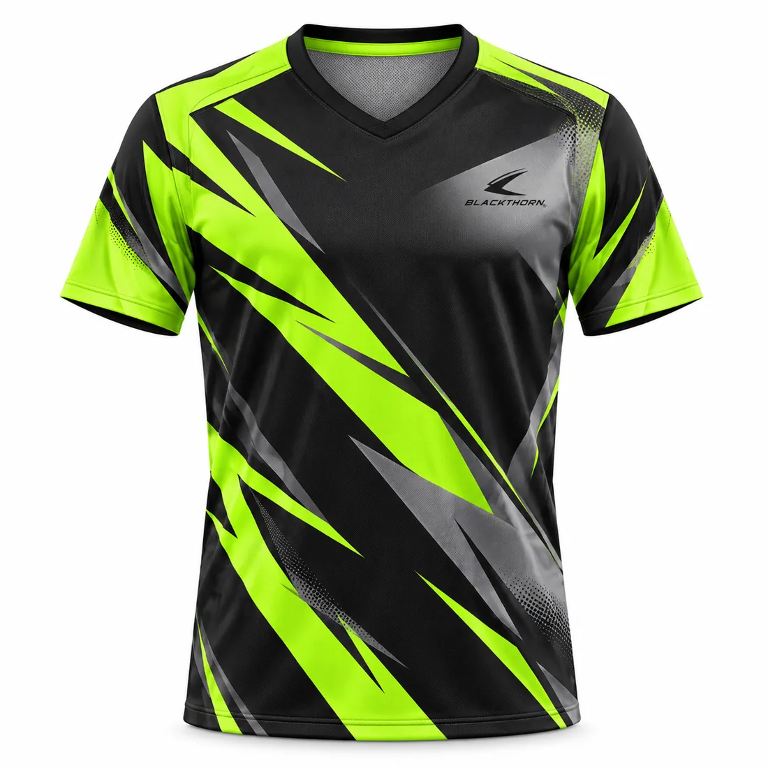 Lime Strike Floorball Jersey front view, floorball jersey manufacturer