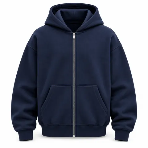 Navy 500gsm Blank Zip Hoodie front, blank zip up hoodie wholesale