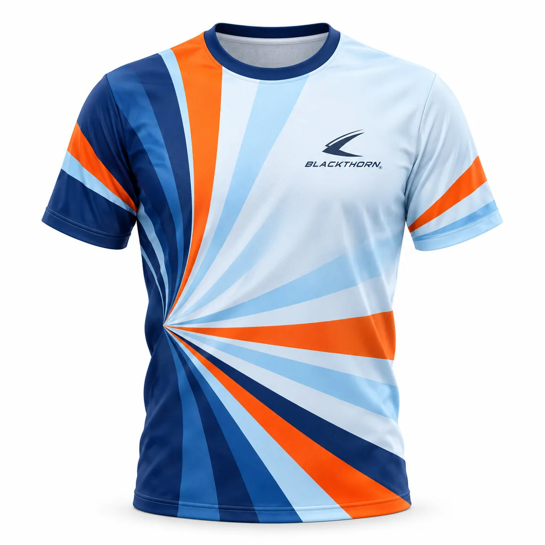 Navy Orange Starburst Ultimate Jersey front, ultimate frisbee jersey manufacturer