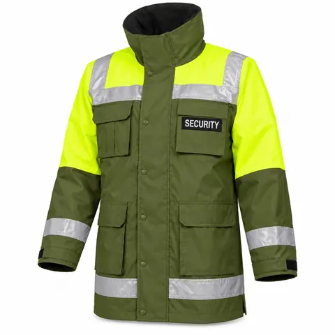 Olive & Yellow Estate Patrol Rain Jacket — wholesale security rain jacket by Blackthorn World