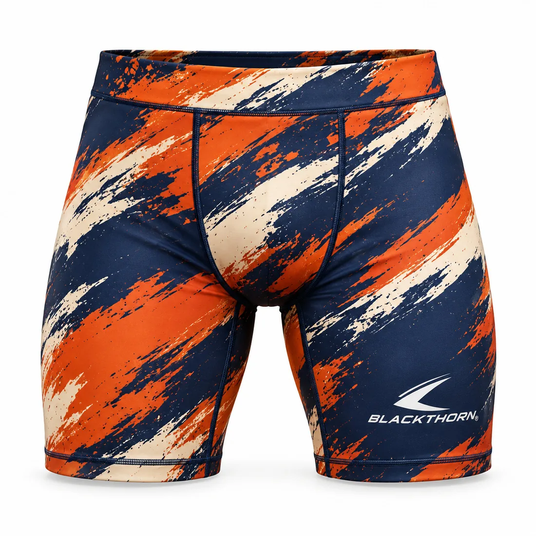 Orange Brushstroke Grappling Shorts front, grappling shorts wholesale