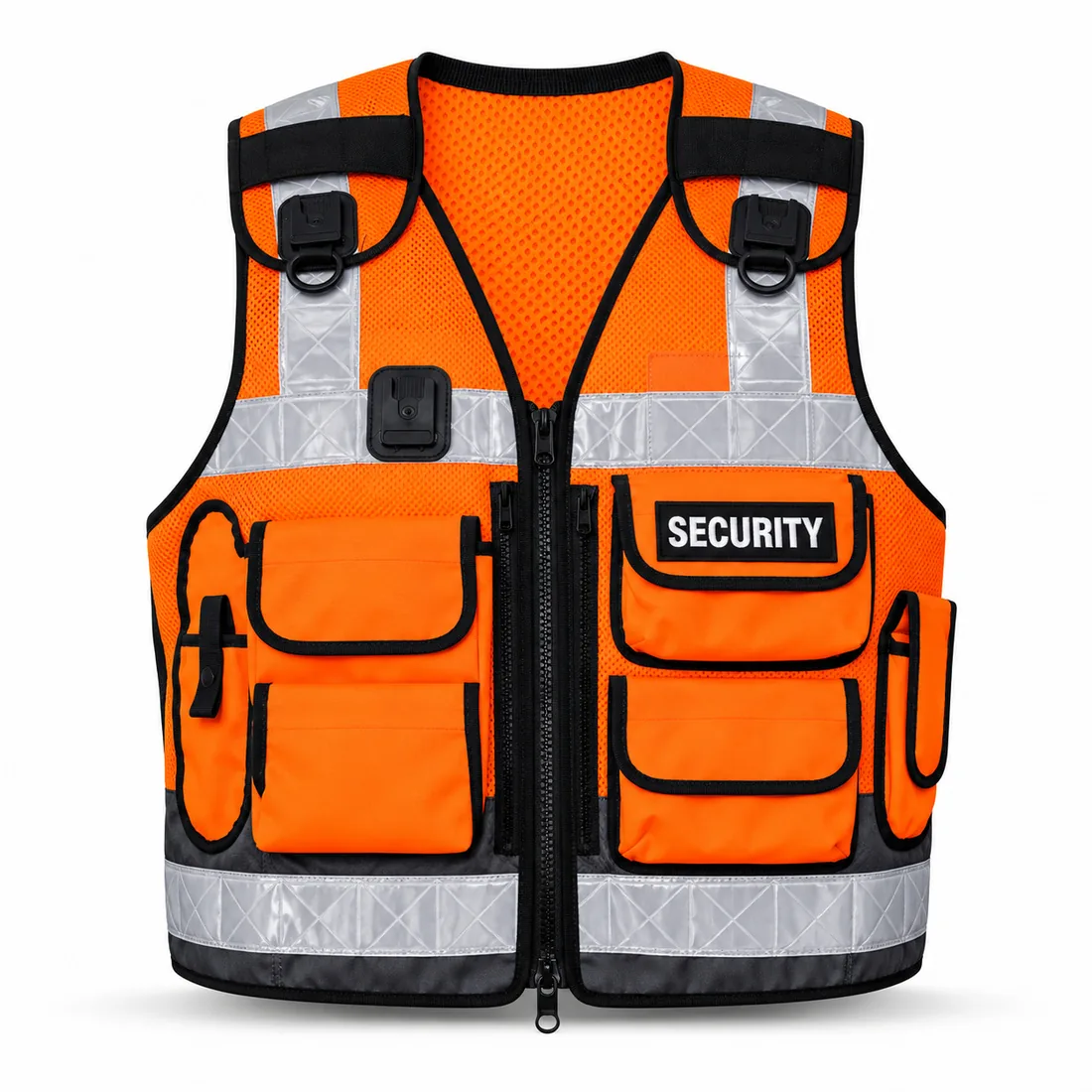 Orange Charcoal Site Security Vest front, construction security vest wholesale