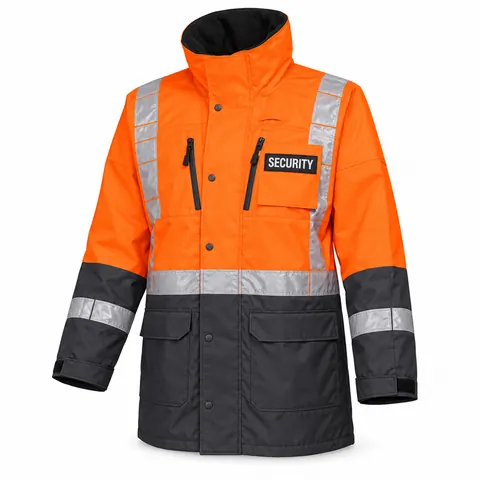Orange & Charcoal Site Security Parka — wholesale security rain jacket by Blackthorn World