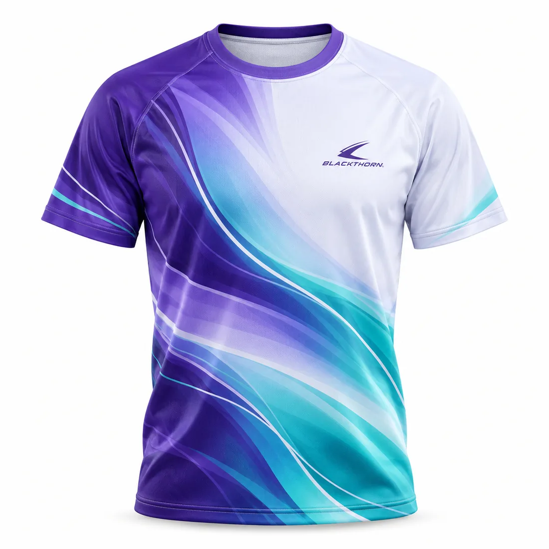 Purple Teal Wave Ultimate Jersey front, custom ultimate jersey wholesale