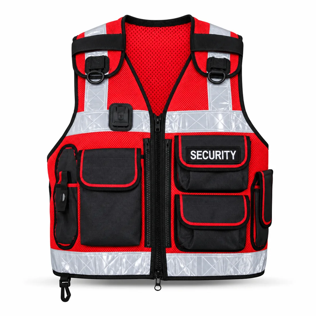 Red Black Festival Crew Vest front, festival crew vest wholesale