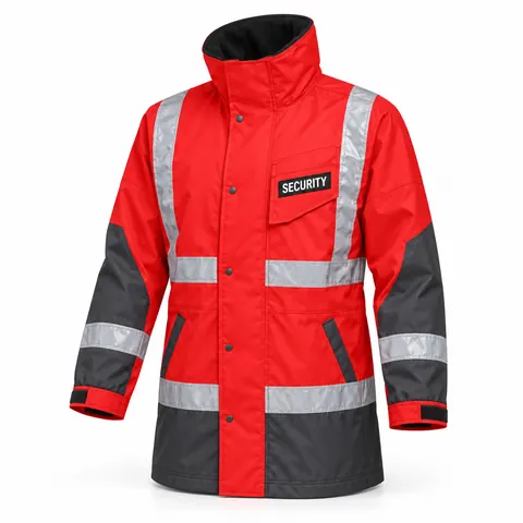 Red & Charcoal Festival Crew Rain Jacket — wholesale security rain jacket by Blackthorn World