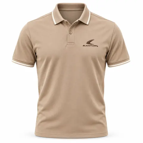 Sand Tipped Pique Golf Polo front view, custom golf polo shirts bulk