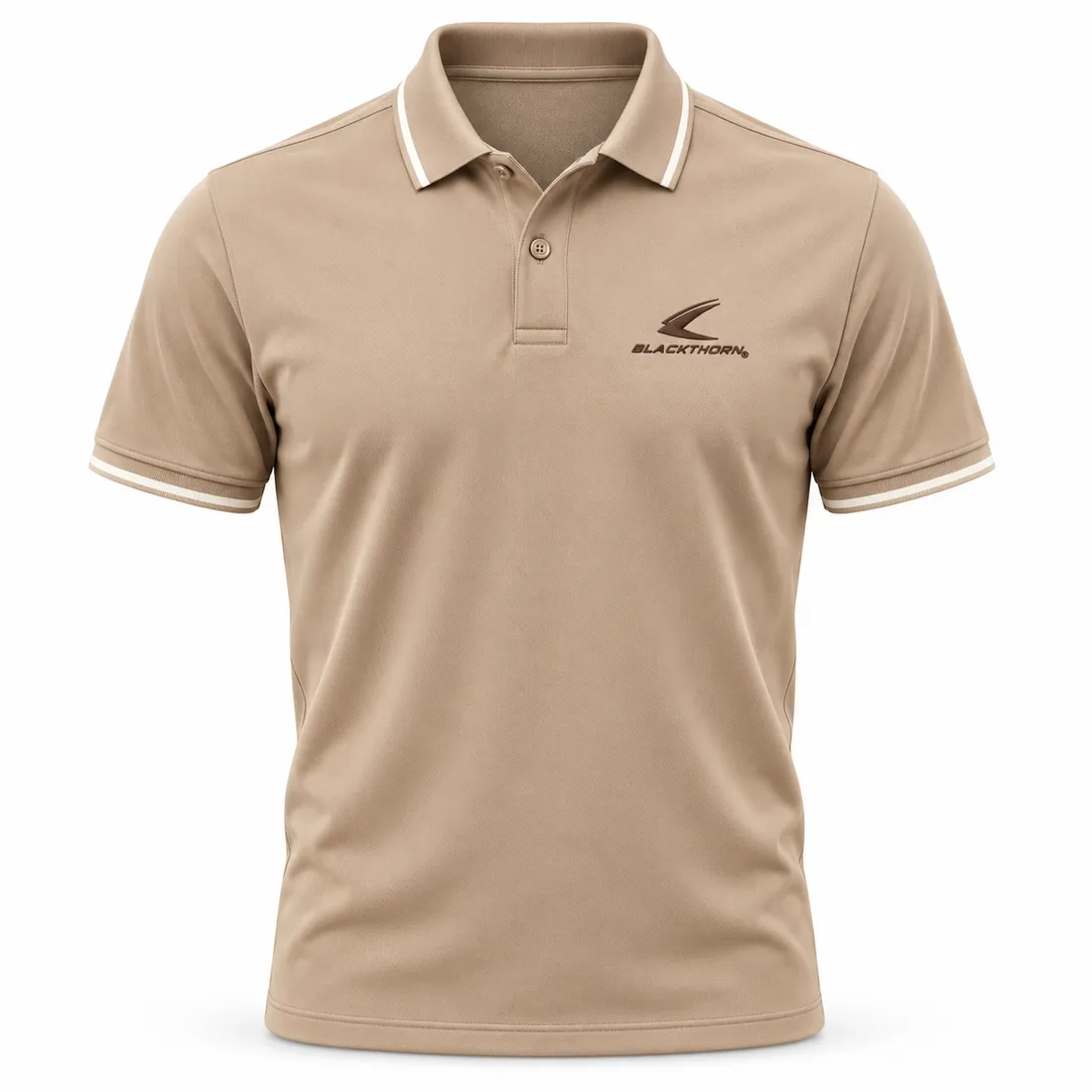 Sand Tipped Pique Golf Polo front view, custom golf polo shirts bulk