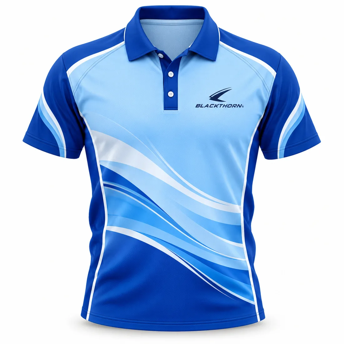 Sky Wave Sublimated Bowls Polo front view, sublimated bowls polo shirts wholesale