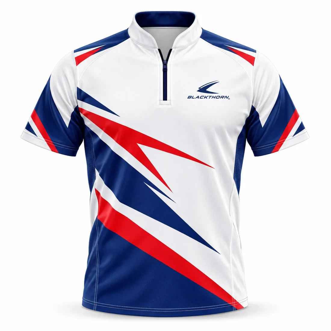 Tricolour Darts Squad Shirt front view, custom darts team shirts manufacturer