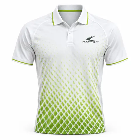 White Lime Diamond Padel Polo front view, padel polo shirts wholesale