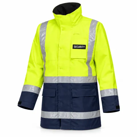 Yellow & Navy Two-Tone Security Rain Jacket — wholesale security rain jacket by Blackthorn World