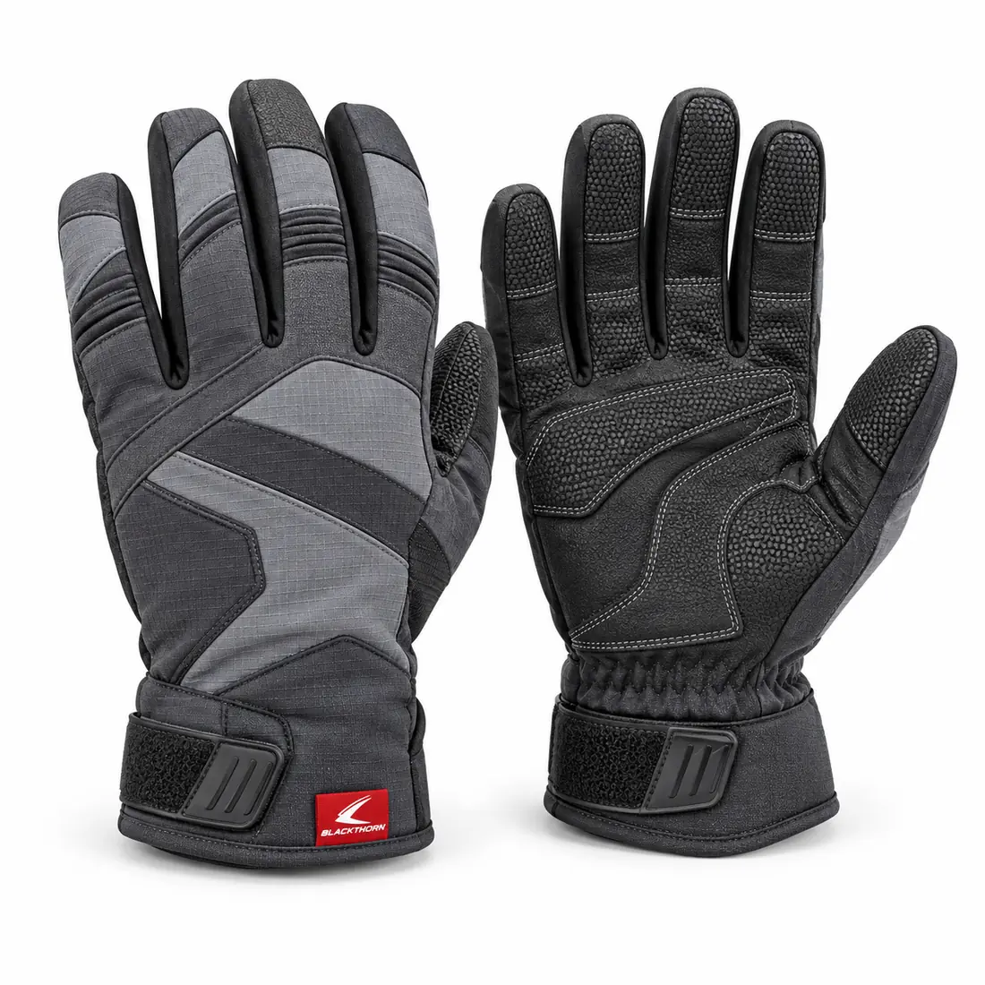 Charcoal & Slate Duty Gloves, back and palm view with angular grey panels – OEM duty gloves factory