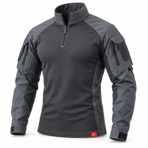 Charcoal & Slate Tactical Quarter-Zip, front view, OEM tactical quarter-zip combat shirt