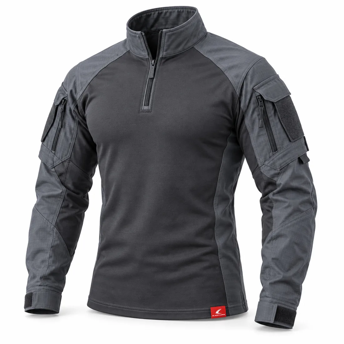 Charcoal & Slate Tactical Quarter-Zip, front view, OEM tactical quarter-zip combat shirt