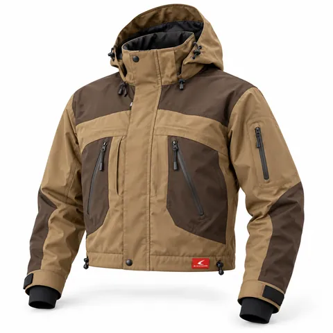Coyote & Brown Insulated Duck Jacket, front view, wholesale insulated waterproof duck hunting jacket