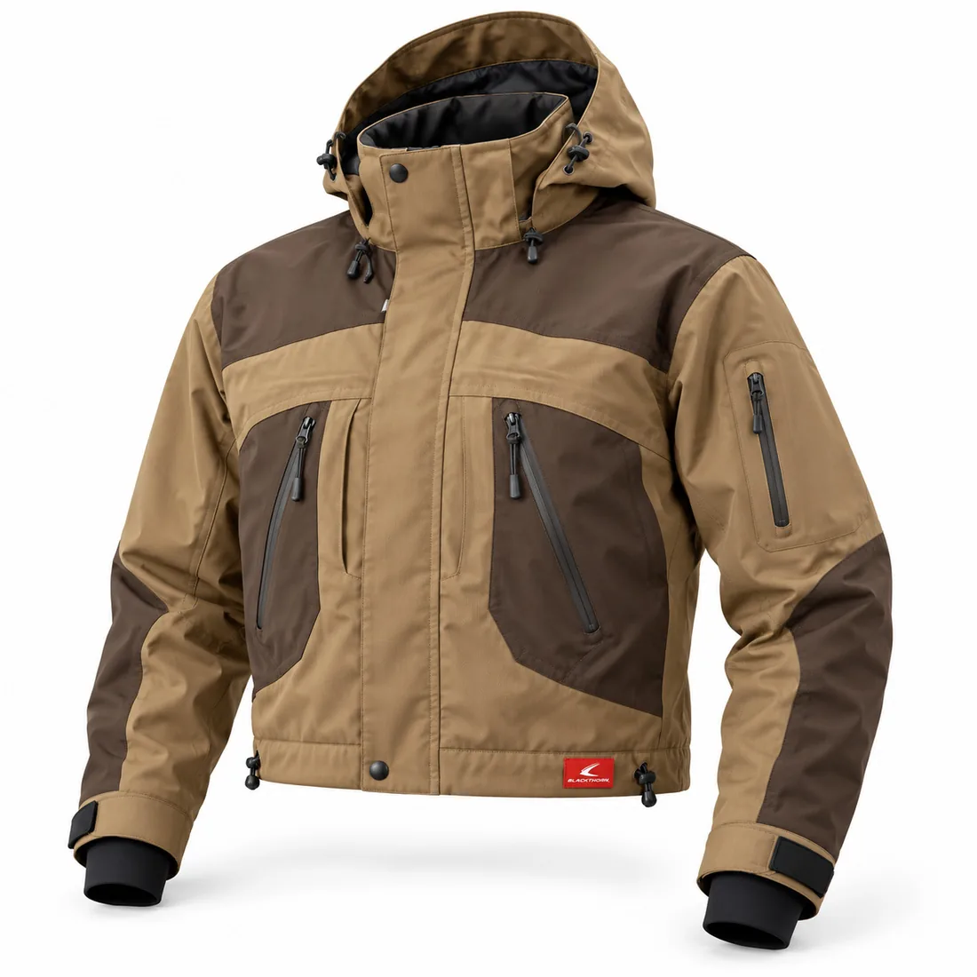 Coyote & Brown Insulated Duck Jacket, front view, wholesale insulated waterproof duck hunting jacket