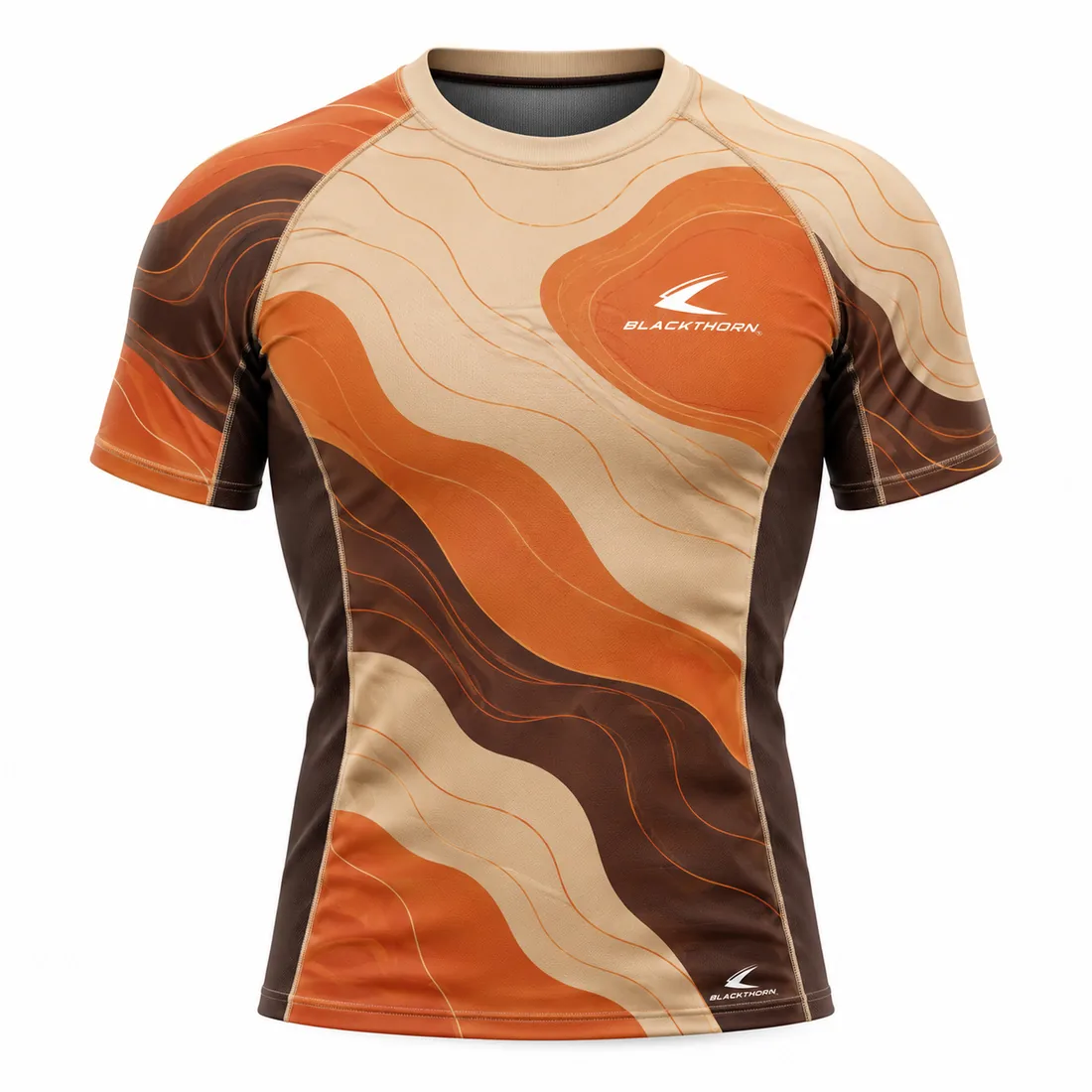 Desert Wave rowing top front view, sand, burnt orange and brown dune waves, OEM rowing top supplier