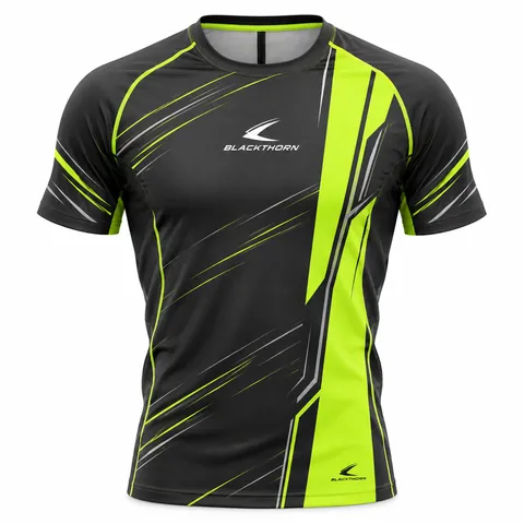 Electric Pulse rowing top front view, charcoal black with neon lime vertical stripe, custom rowing tops