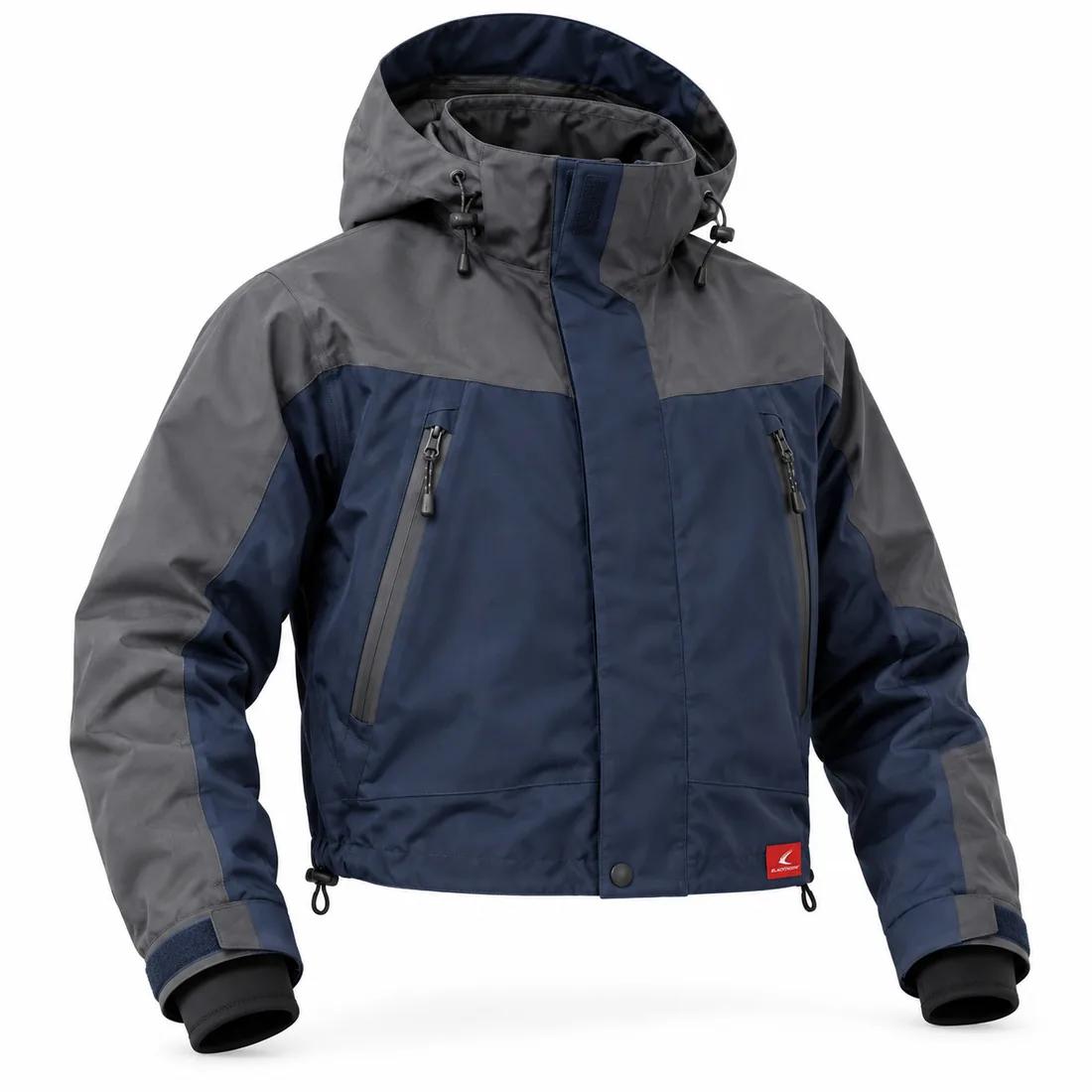 Navy & Graphite Insulated Rain Jacket, front view, insulated waterproof jacket supplier for crews and hunters