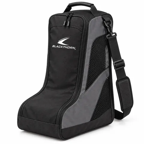 Carbon Toecap Safety Boot Bag, three-quarter view, black and grey wholesale safety boot bag with mesh vent panel