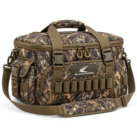 Cattail Camo Blind and Range Bag, three-quarter view, camo blind and range bag with shell loops for wholesale