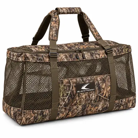 Copse Camo Mesh Gear Bag, three-quarter view, camo-trimmed mesh decoy and gear bag from a supplier