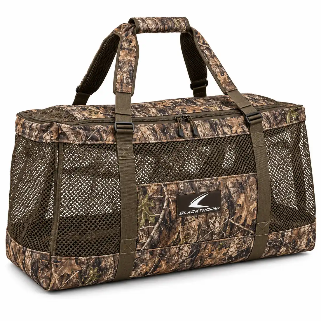 Copse Camo Mesh Gear Bag, three-quarter view, camo-trimmed mesh decoy and gear bag from a supplier
