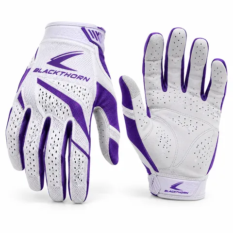 Iris Tabletop white and purple women's MX gloves, back and perforated palm view, custom women's MX gloves