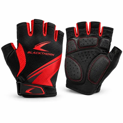 Scarlet Sprint half-finger cycling gloves, back and palm view, custom cycling gloves manufacturer