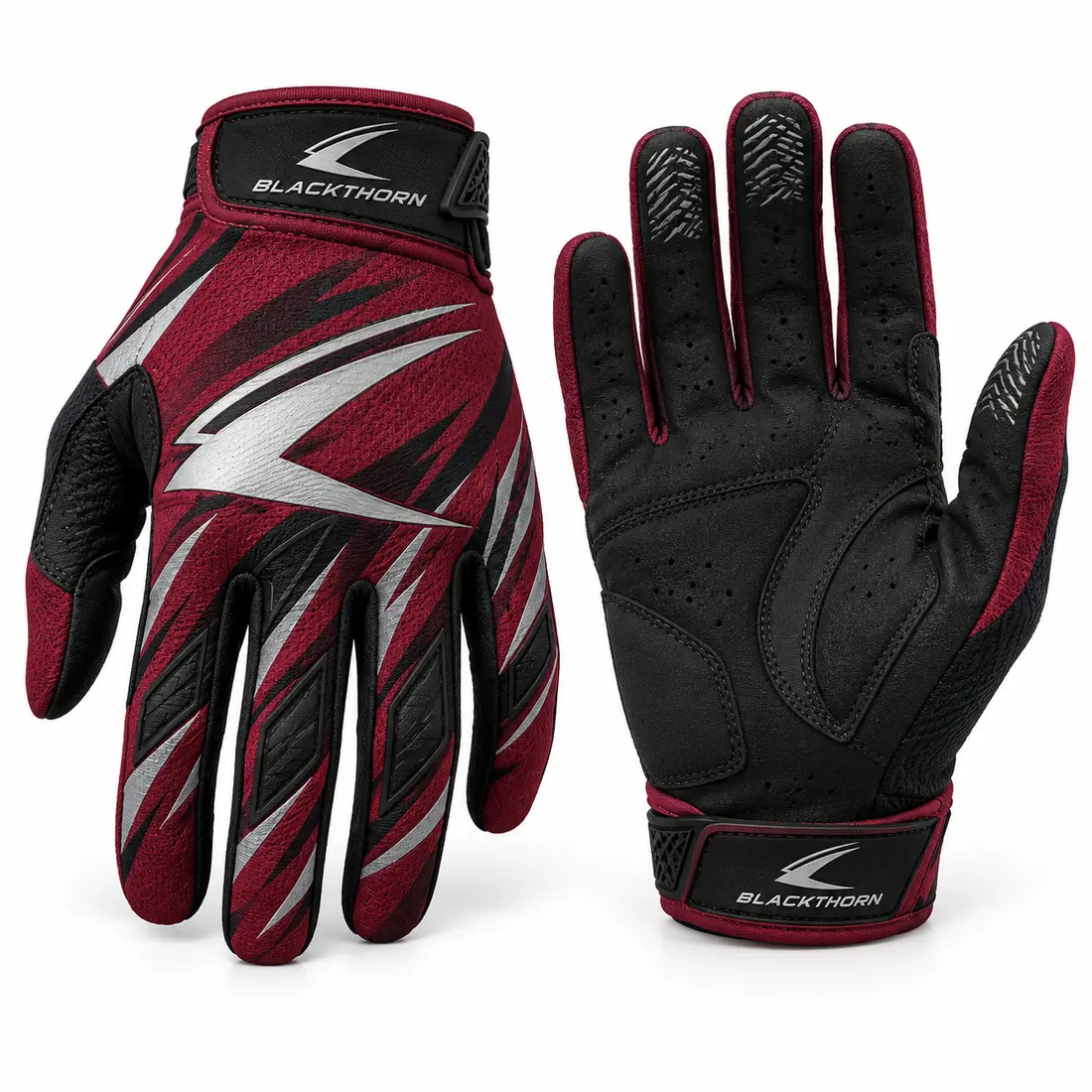 Slipstream Burgundy MX gloves, burgundy with silver streaks and black suede palm, sublimated MX gloves factory
